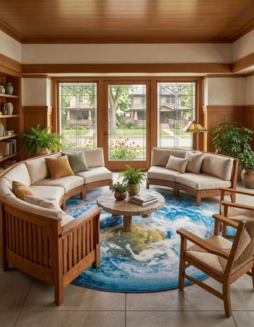 10' x 10' Easy-Clean Modern Indoor / Outdoor Round Rug