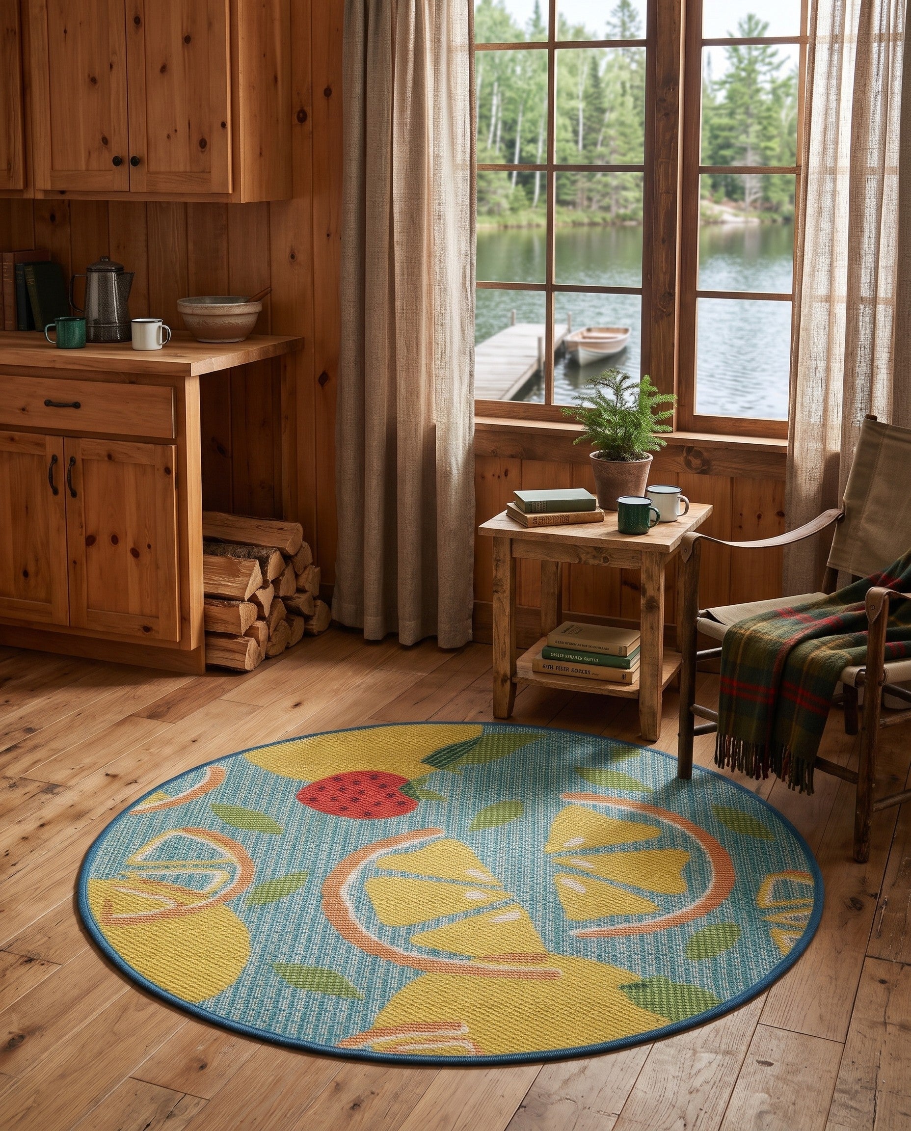 3' 3 x 3' 3 Easy-Clean Baja Indoor / Outdoor Round Rug