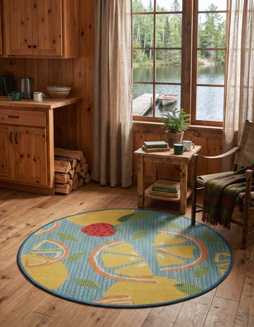 3' 3 x 3' 3 Easy-Clean Baja Indoor / Outdoor Round Rug