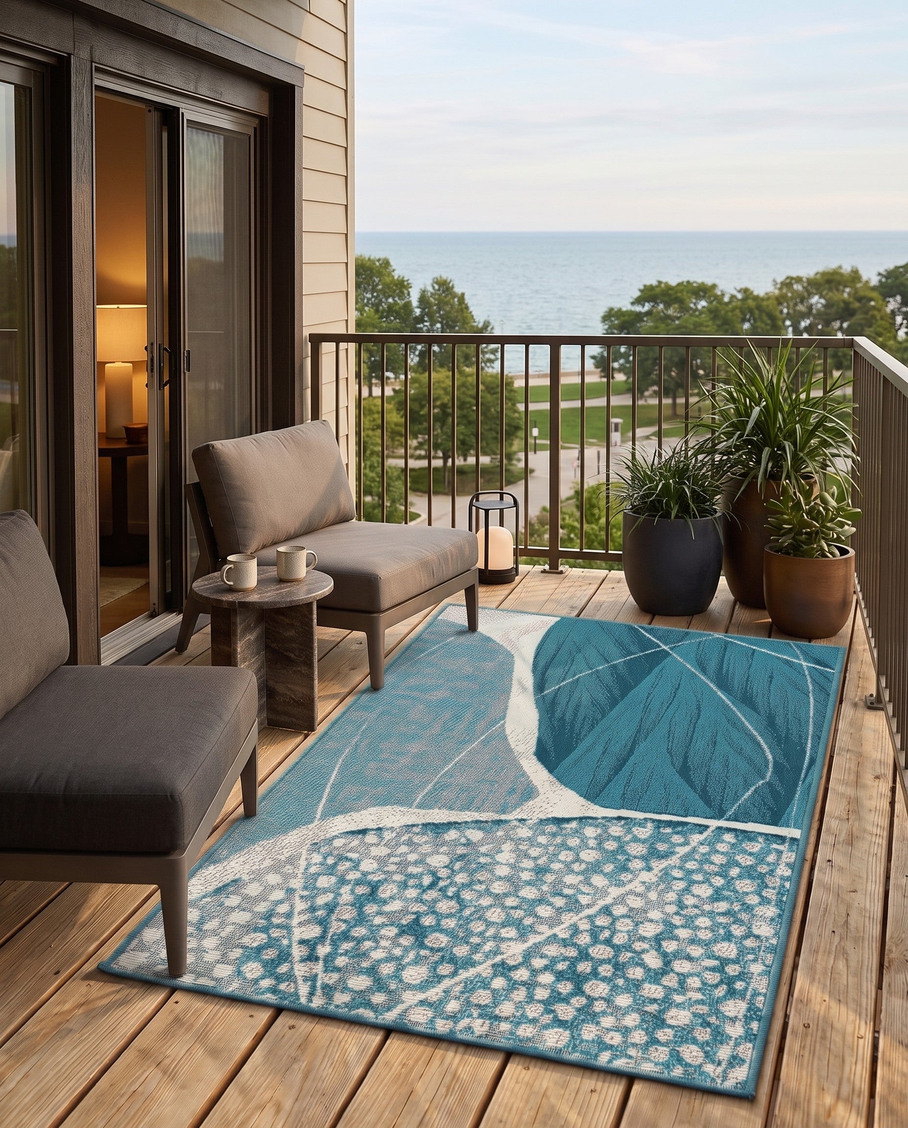 2' x 3' 1 Easy-Clean Modern Indoor / Outdoor Rug