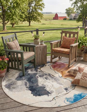 5' 3 x 5' 3 Easy-Clean Modern Indoor / Outdoor Round Rug