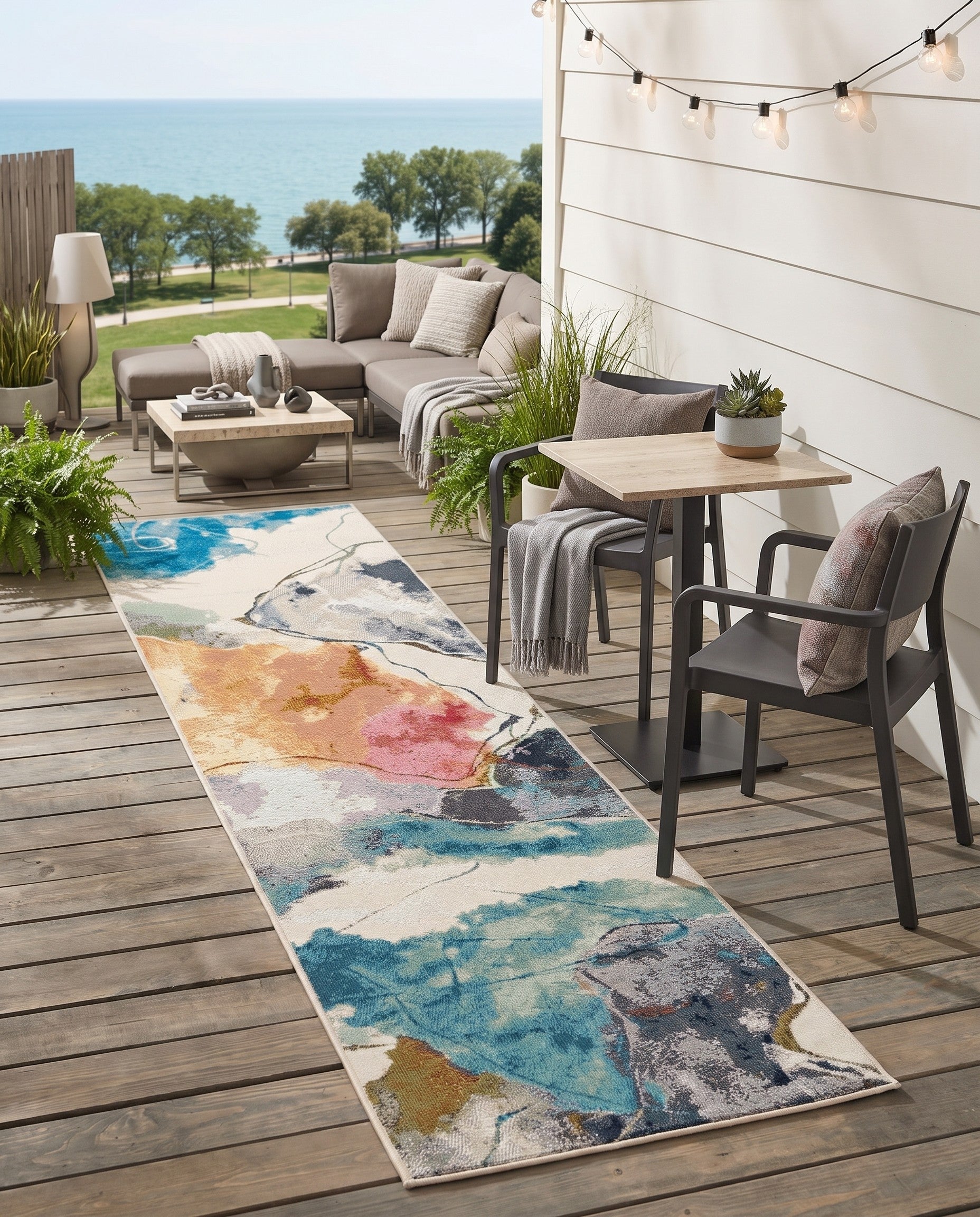 2' x 8' Easy-Clean Modern Indoor / Outdoor Runner Rug