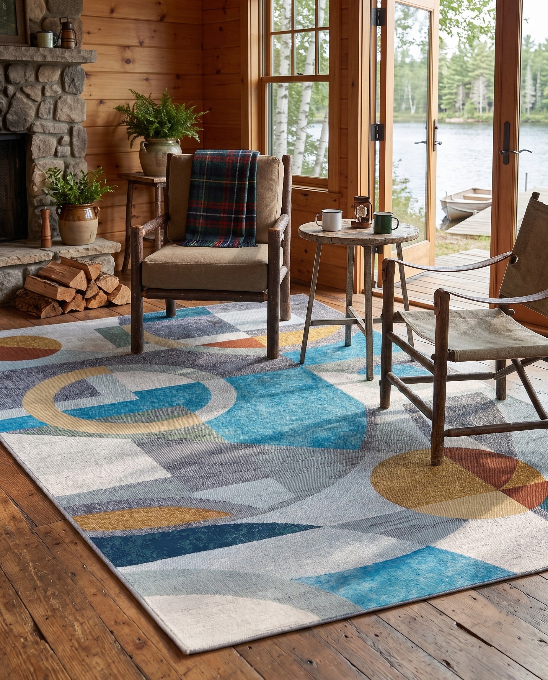 4' 1 x 6' 1 Easy-Clean Modern Indoor / Outdoor Rug