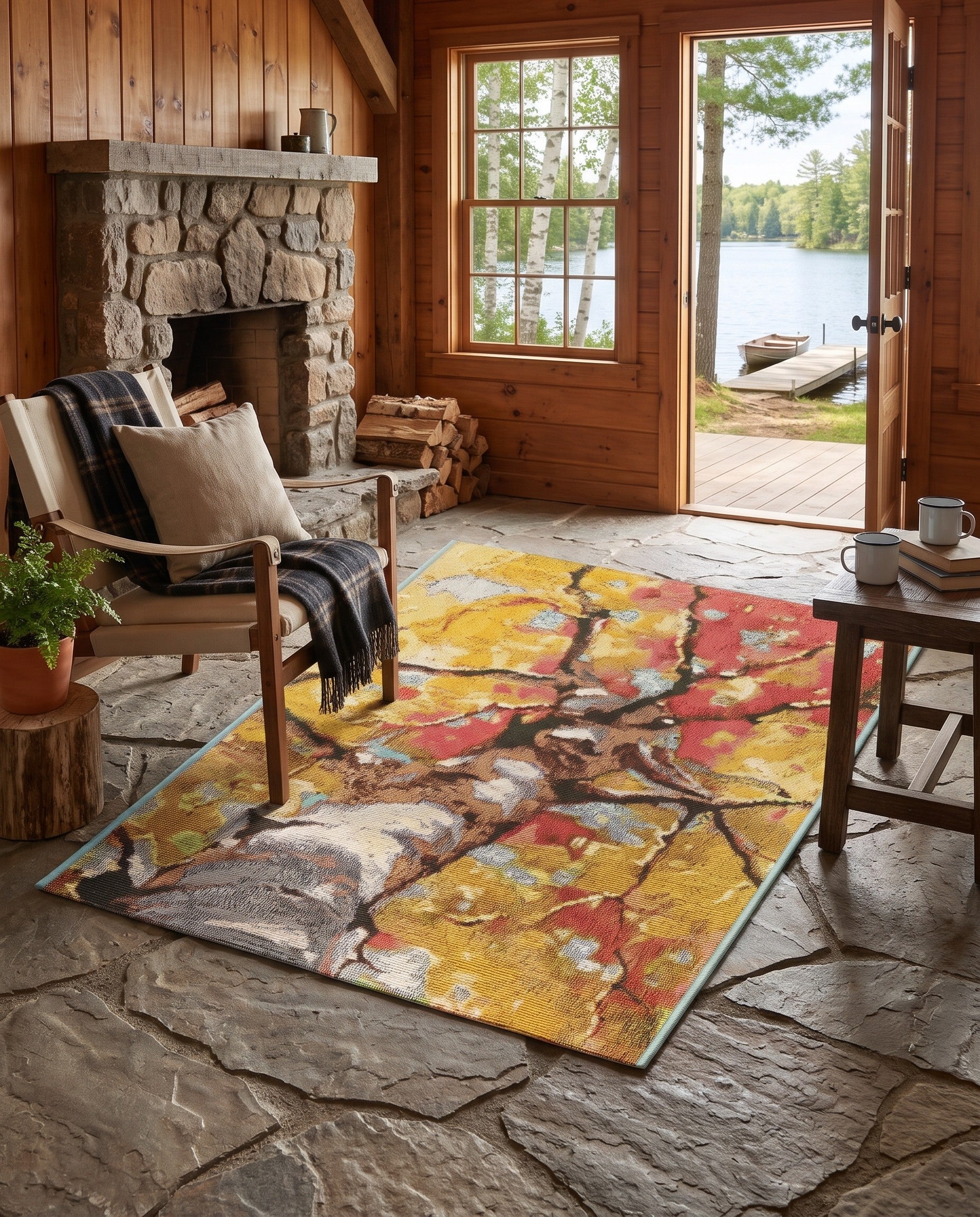 2' x 3' 1 Easy-Clean Botanical Indoor / Outdoor Rug