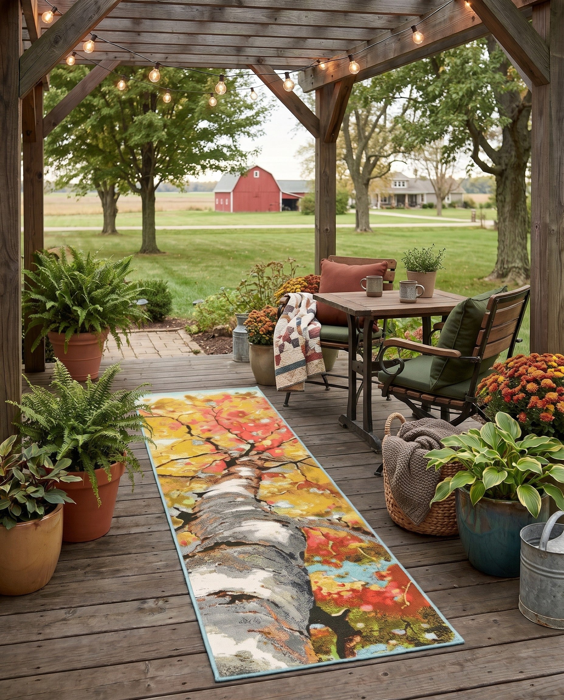 2' x 8' Easy-Clean Botanical Indoor / Outdoor Runner Rug