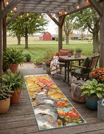 2' x 8' Easy-Clean Botanical Indoor / Outdoor Runner Rug