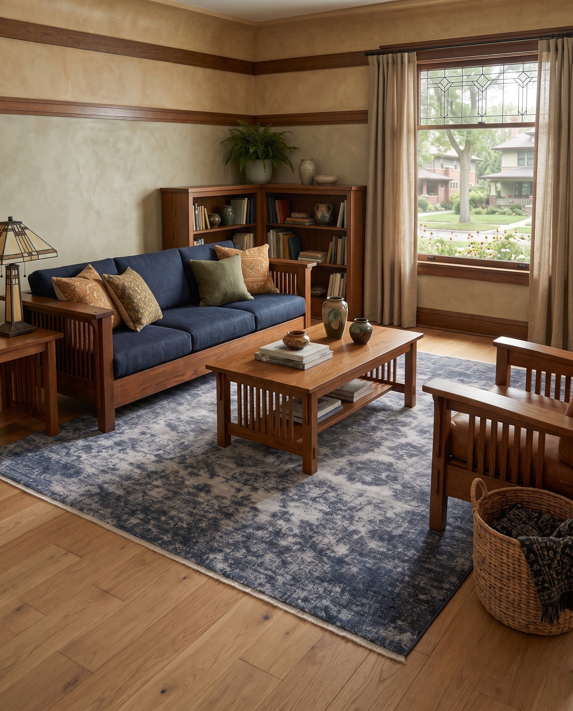 Gray and Blue Boutique Square Rug