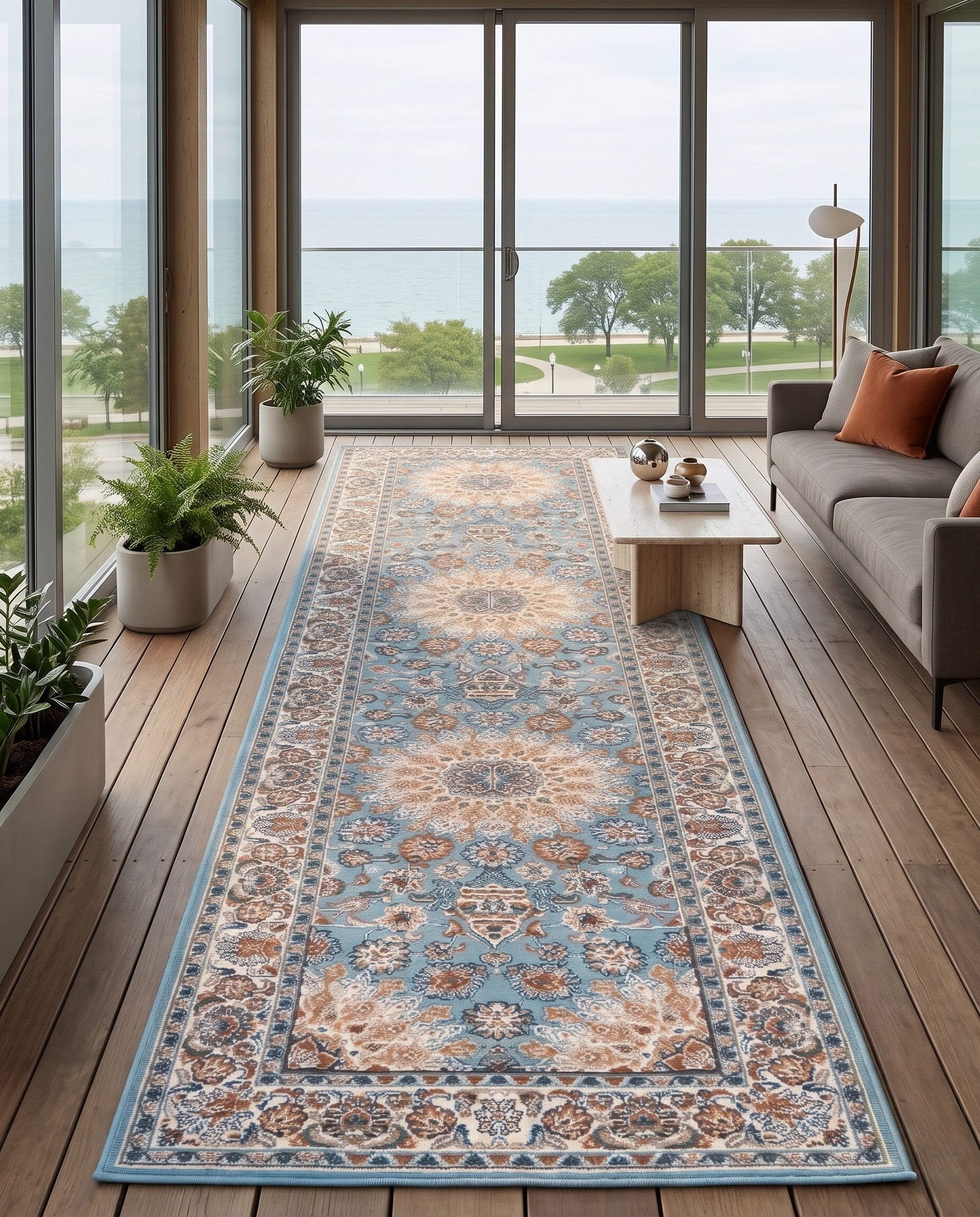 2' 7 x 12' Easy-Clean Traditional Indoor / Outdoor Runner Rug