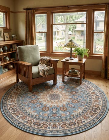 4' 1 x 4' 1 Easy-Clean Traditional Indoor / Outdoor Round Rug