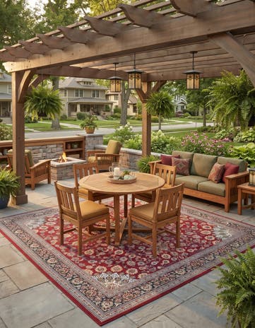 Red Easy-Clean Radcliffe Traditional Indoor / Outdoor Square Rug