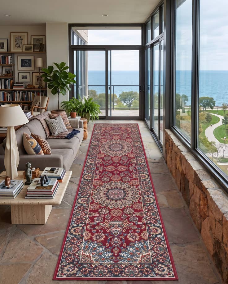 Detail image of 2' x 8' Easy-Clean Radcliffe Traditional Indoor / Outdoor Runner Rug