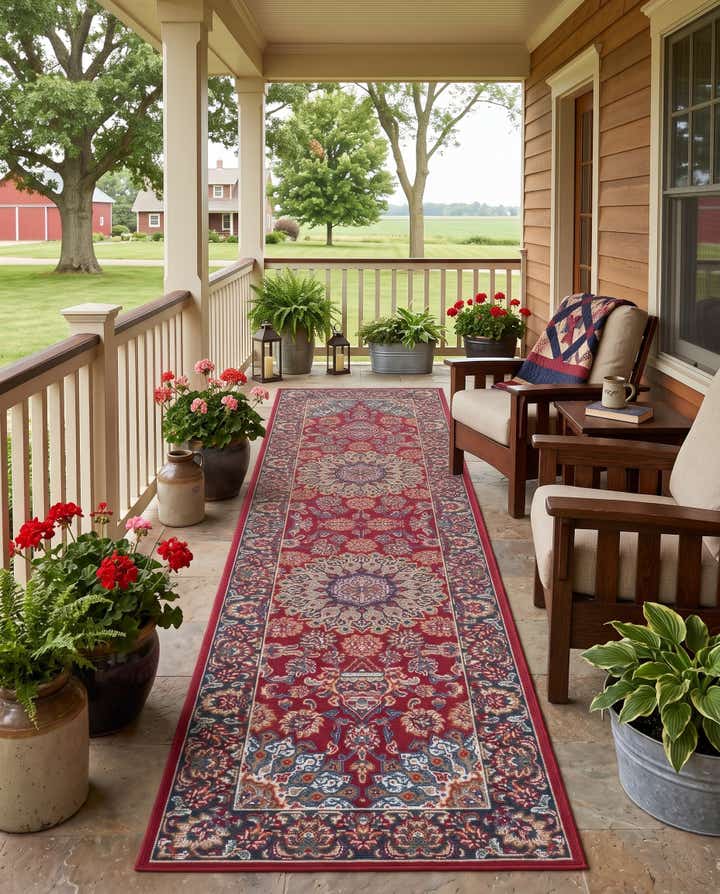 2' x 8' Easy-Clean Radcliffe Traditional Indoor / Outdoor Runner Rug