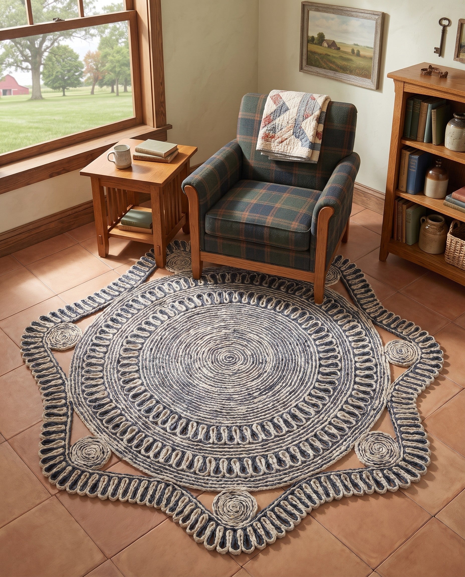 4' 1 x 4' 1 Handmade Braided Jute Selby Round Rug