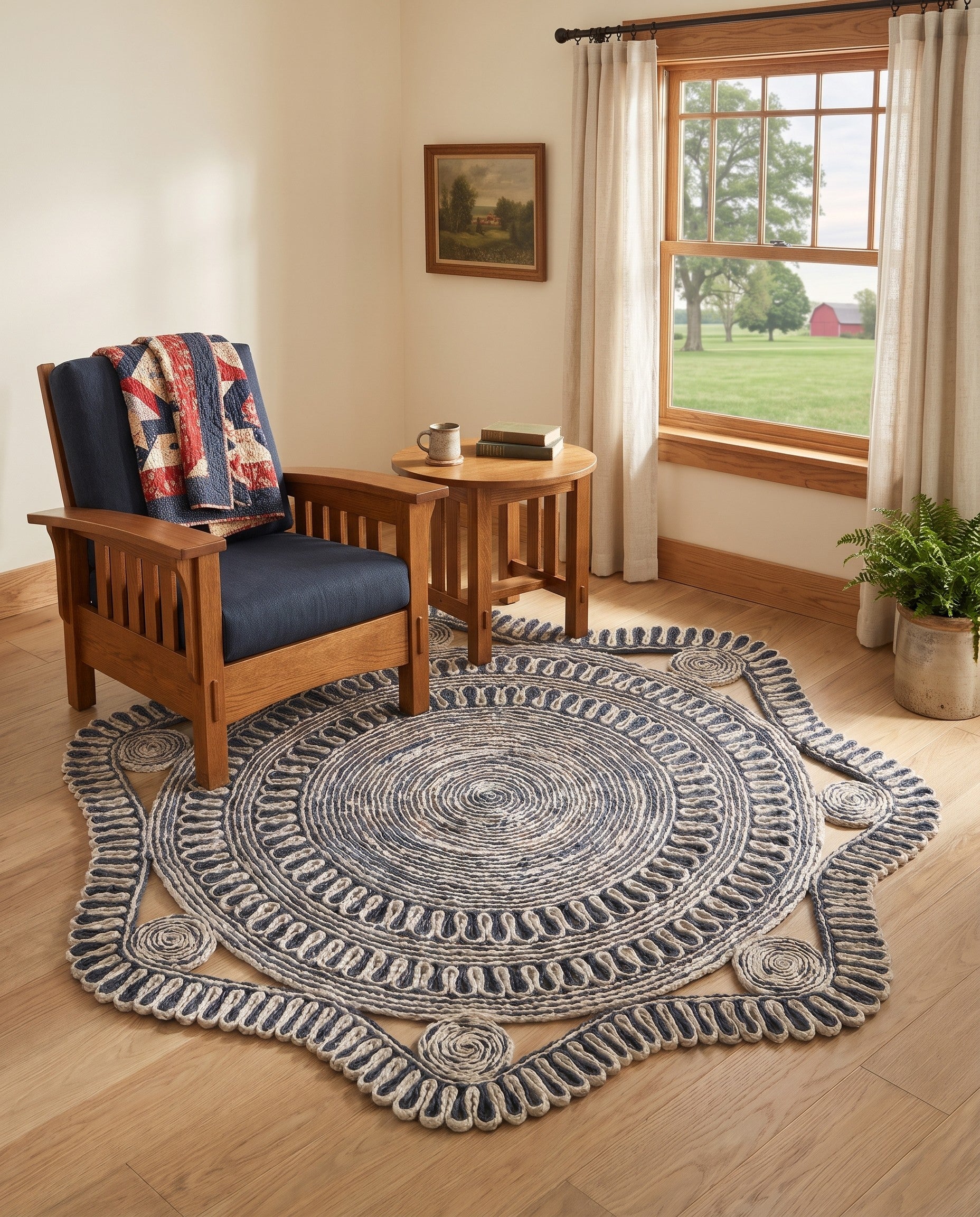4' 1 x 4' 1 Handmade Braided Jute Selby Round Rug