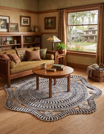 4' 1 x 4' 1 Handmade Braided Jute Round Rug
