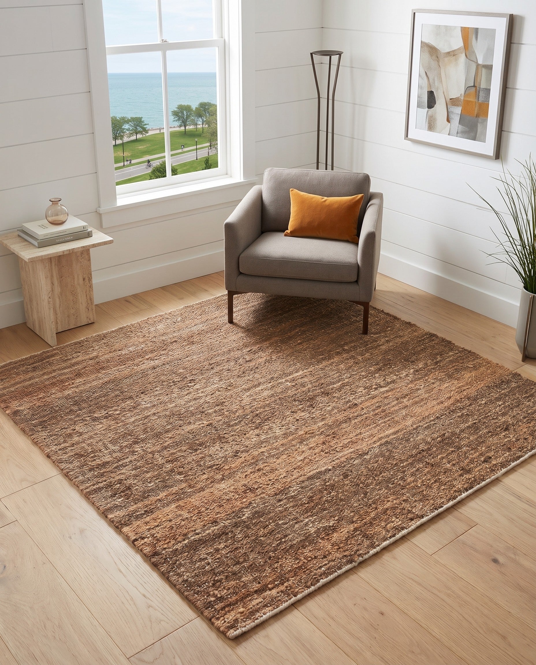 4' 1 x 4' 1 Hand Woven Palm Beach Jute Square Rug