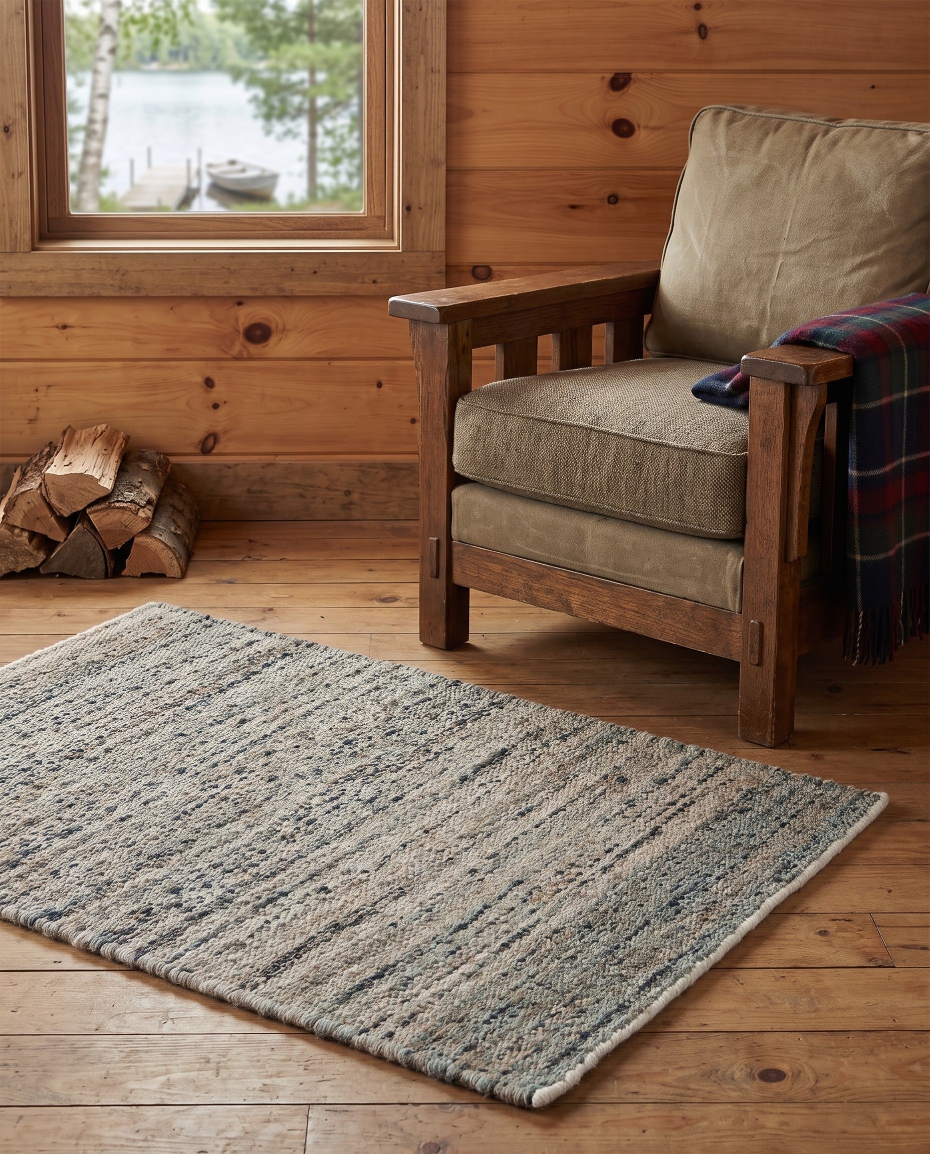 Seaglass Blue Hand Woven Palm Beach Jute Rug