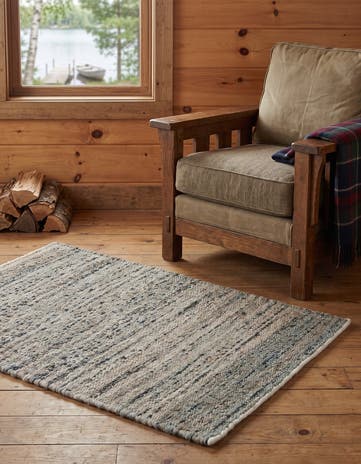 Seaglass Blue Hand Woven Palm Beach Jute Rug