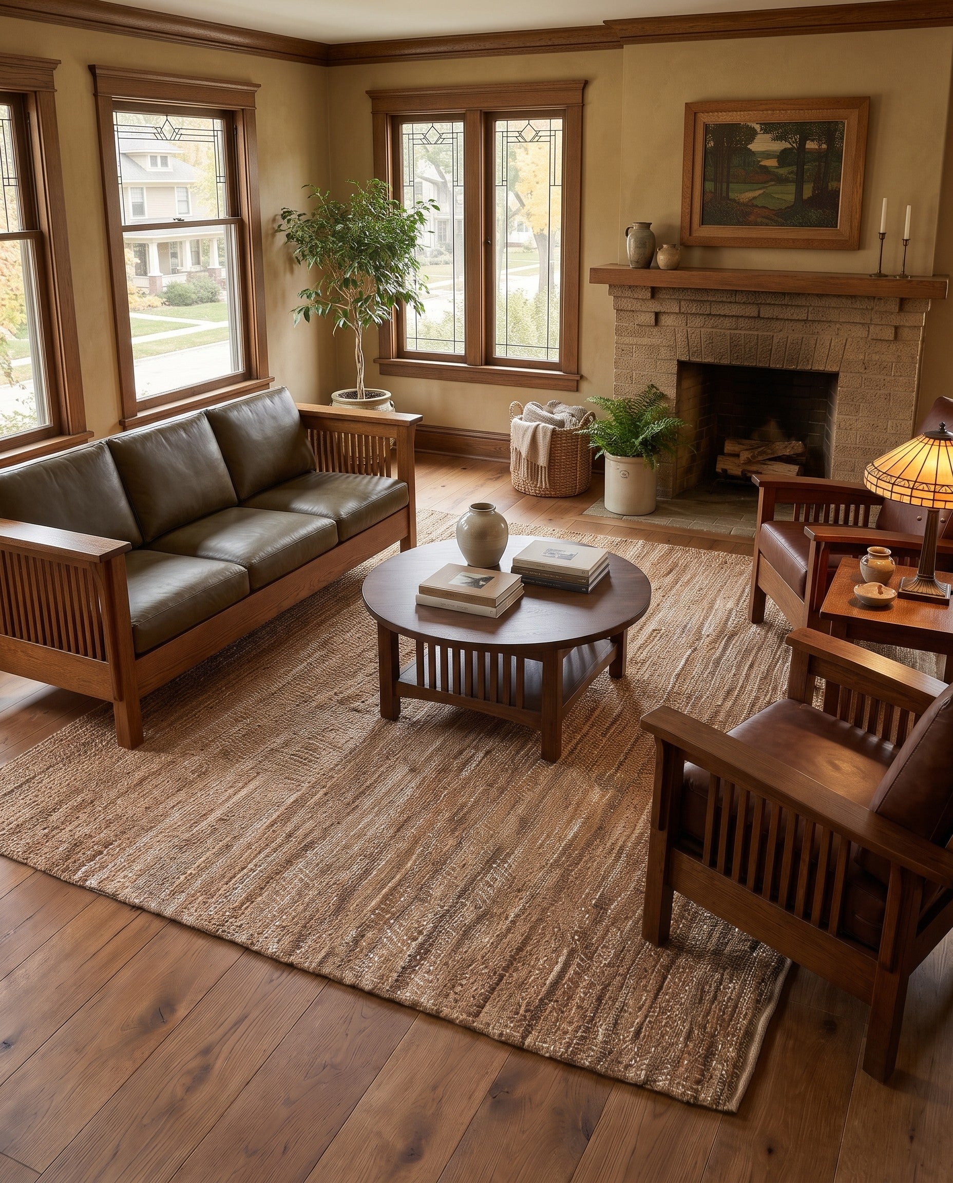 Natural Hand Woven Leather Metallic Jute Square Rug