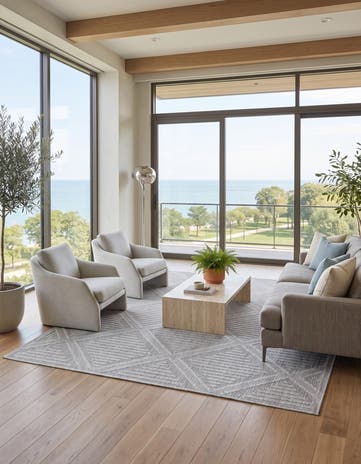 6' 1 x 9' Easy-Clean Lattice Indoor / Outdoor Rug