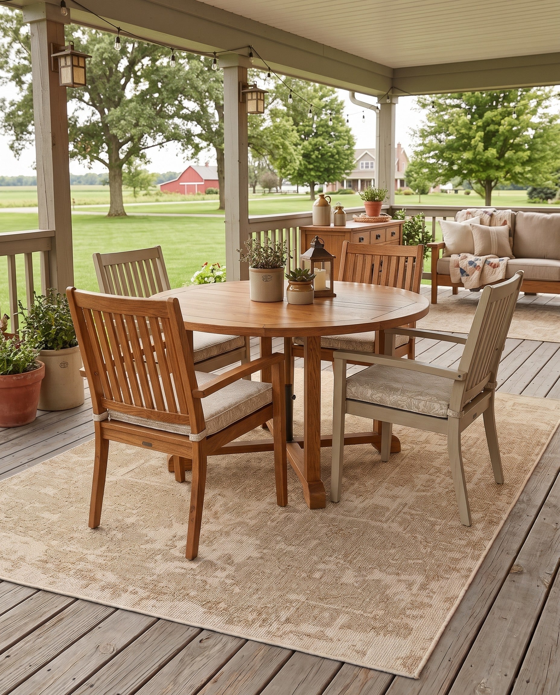 6' 1 x 9' Easy-Clean Langford Traditional Indoor / Outdoor Rug