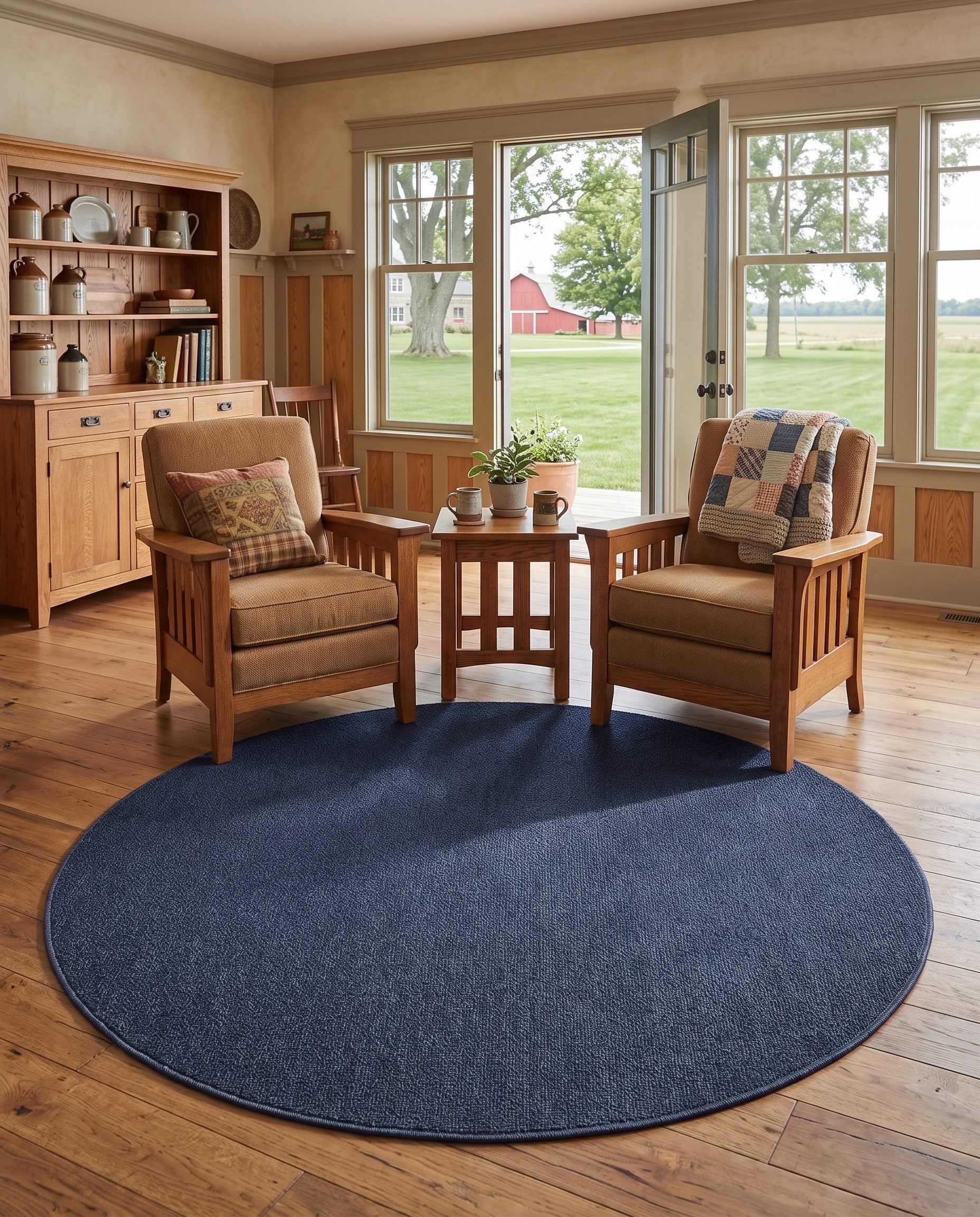5' 3 x 5' 3 Easy-Clean Solid Indoor / Outdoor Round Rug
