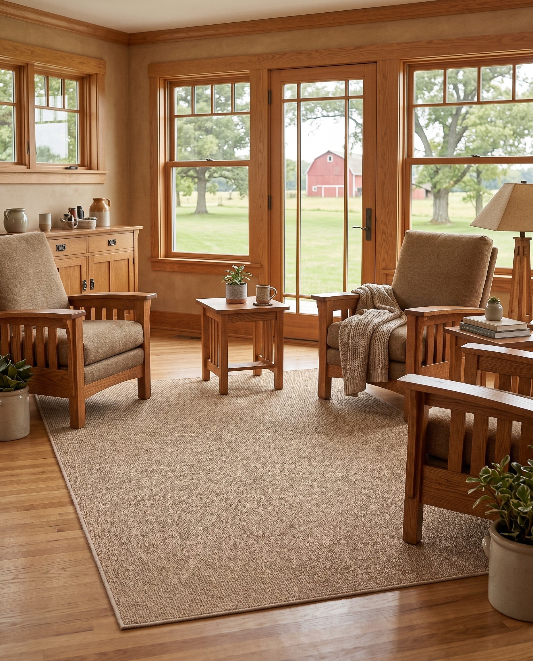 Beige Easy-Clean Shorelark Solid Indoor / Outdoor Rug