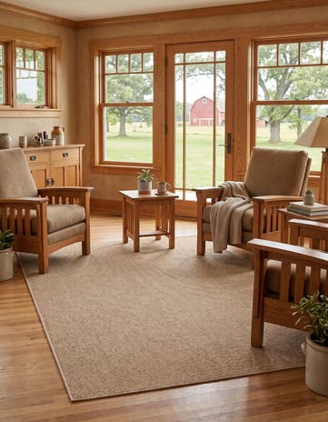 Beige Easy-Clean Shorelark Solid Indoor / Outdoor Rug