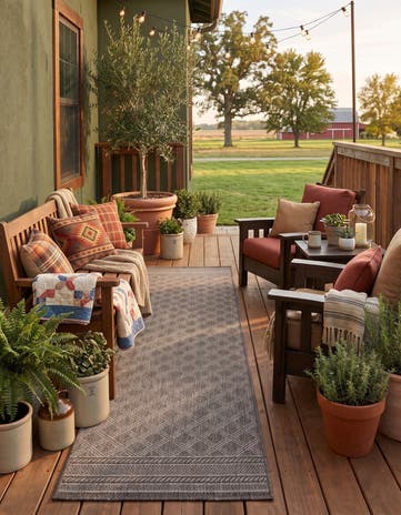 Chocolate Brown Easy-Clean Lattice Indoor / Outdoor Runner Rug