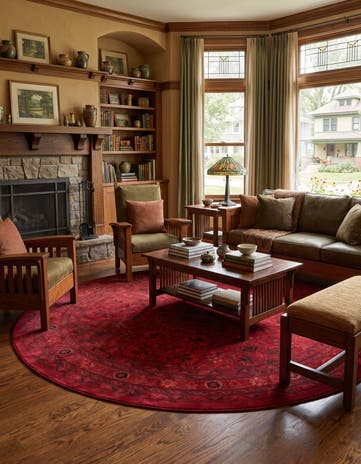 Red Bokhara Round Rug