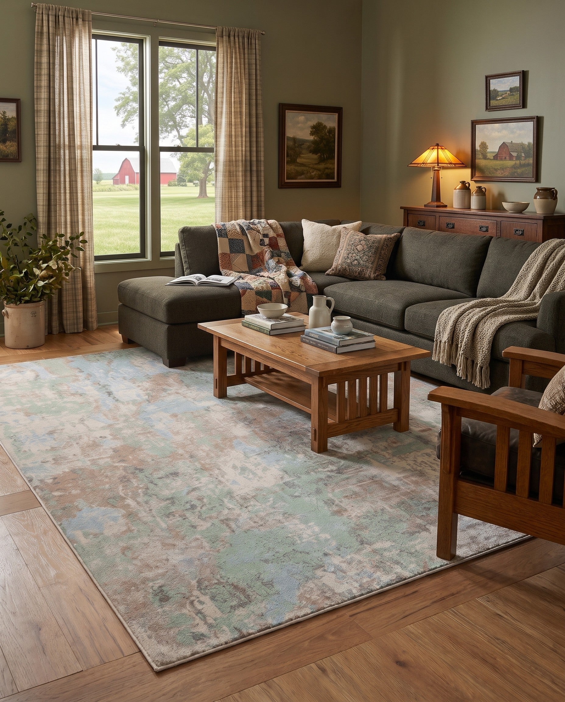 Teal Lotus Rug