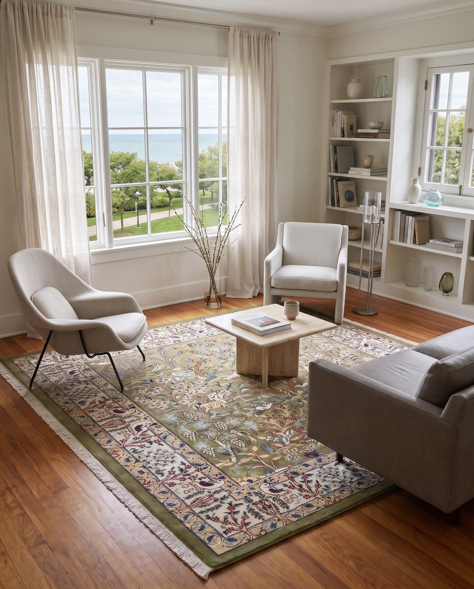 Green Nain Design Square Rug