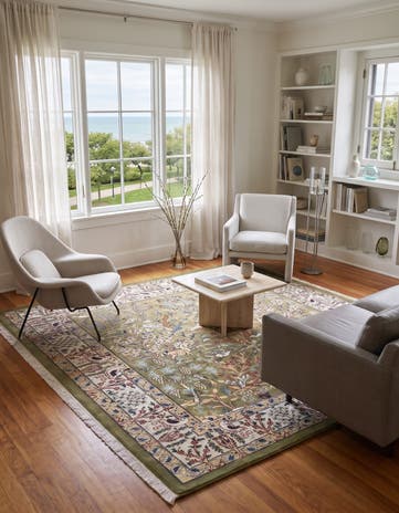 Green Nain Design Square Rug