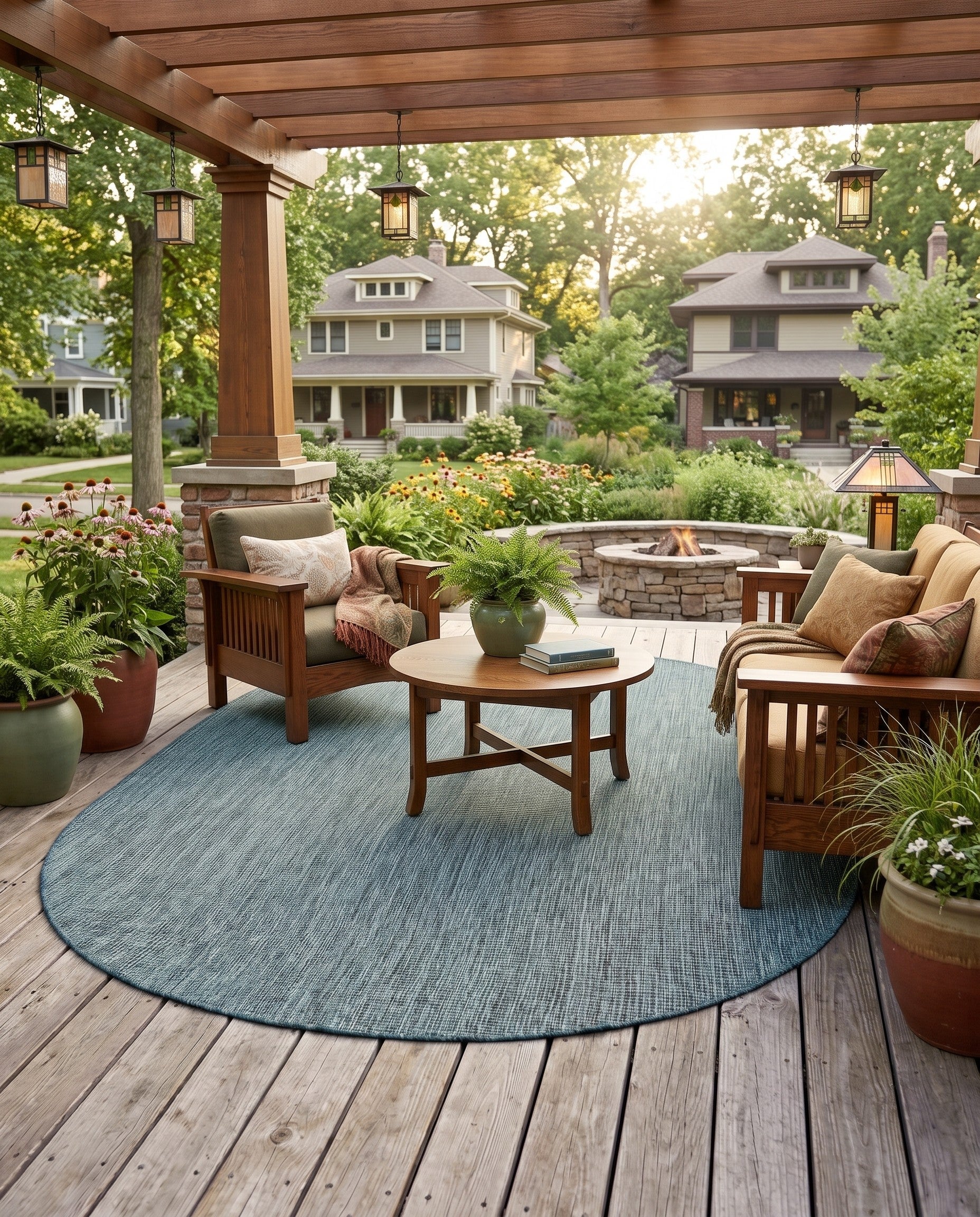 6' 1 x 9' Easy-Clean Solid Indoor / Outdoor Oval Rug