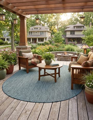 6' 1 x 9' Easy-Clean Solid Indoor / Outdoor Oval Rug