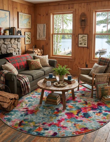 Washable Theia Round Rug