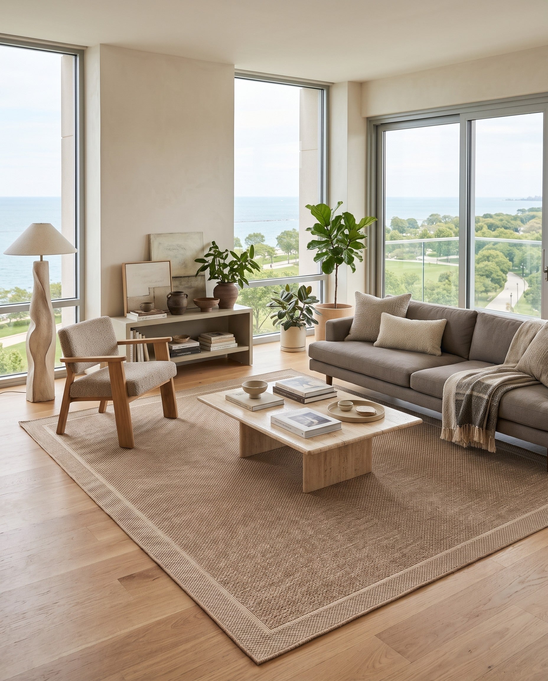 7' 10 x 10' Easy-Clean Border Indoor / Outdoor Rug