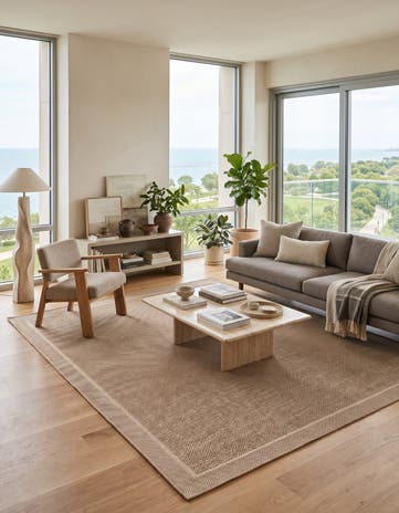 7' 10 x 10' Easy-Clean Border Indoor / Outdoor Rug