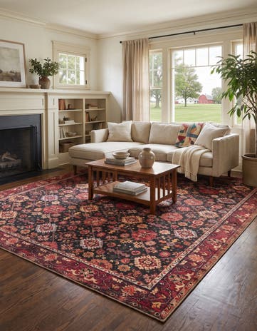 Black Washable Timeless Rug