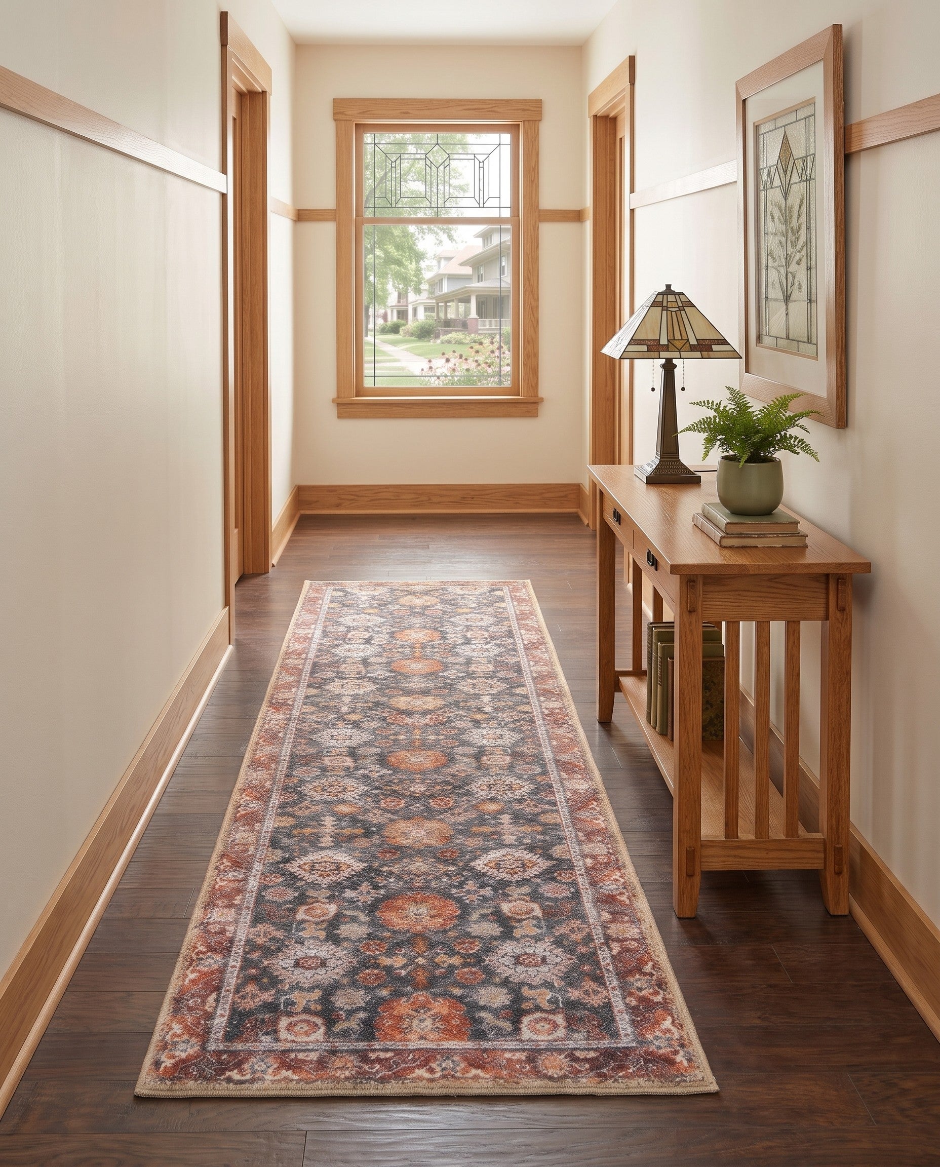 Navy Blue Washable Timeless Runner Rug