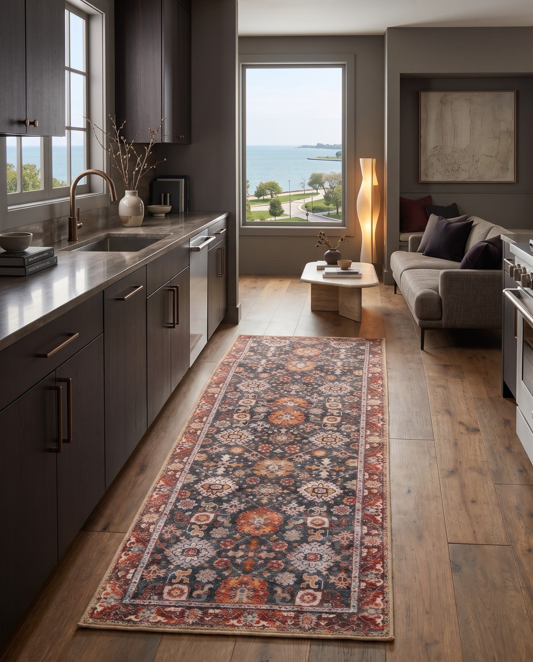 2' 7 x 12' Washable Timeless Oakmoss Runner Rug