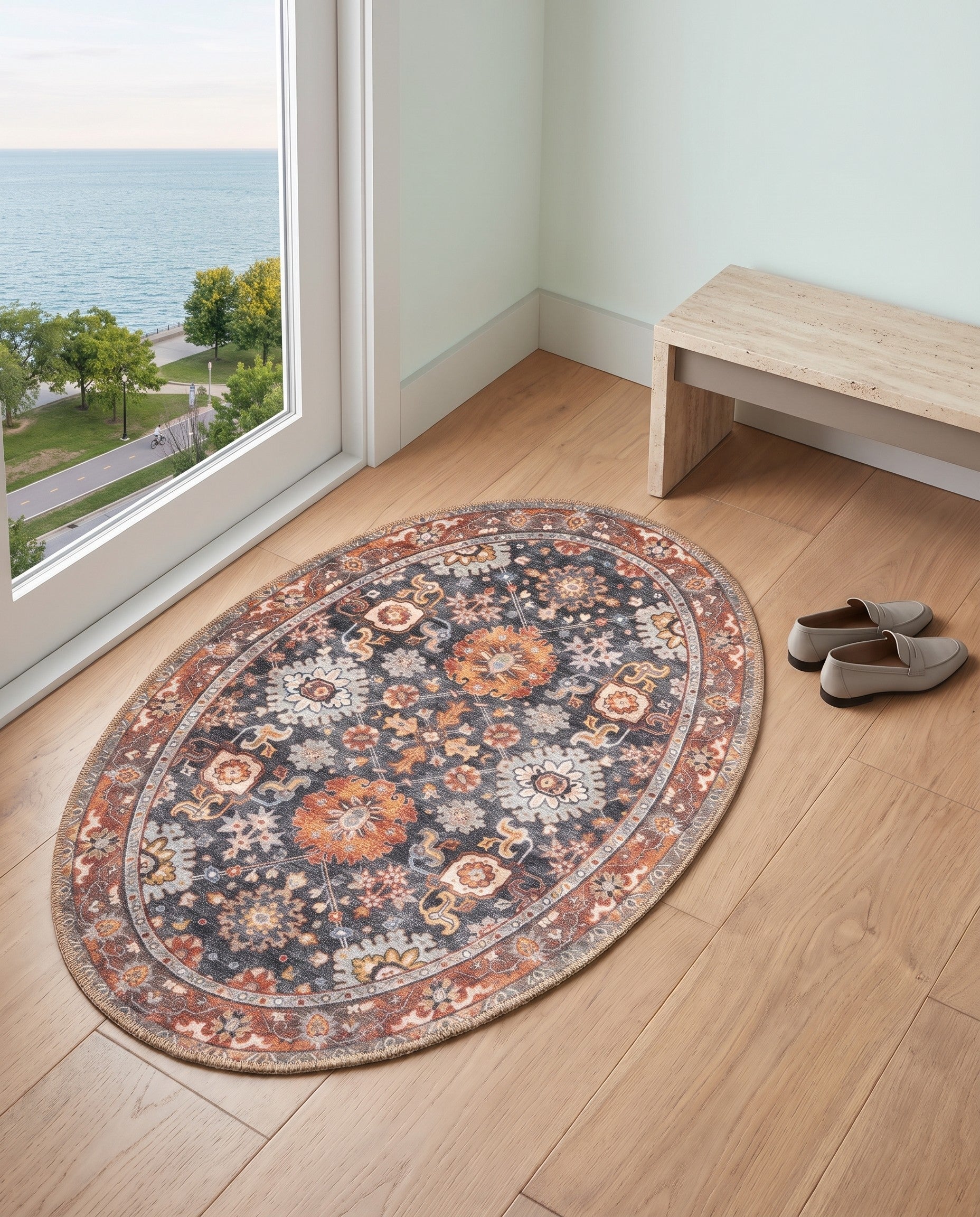 2' x 3' 1 Washable Timeless Oval Rug