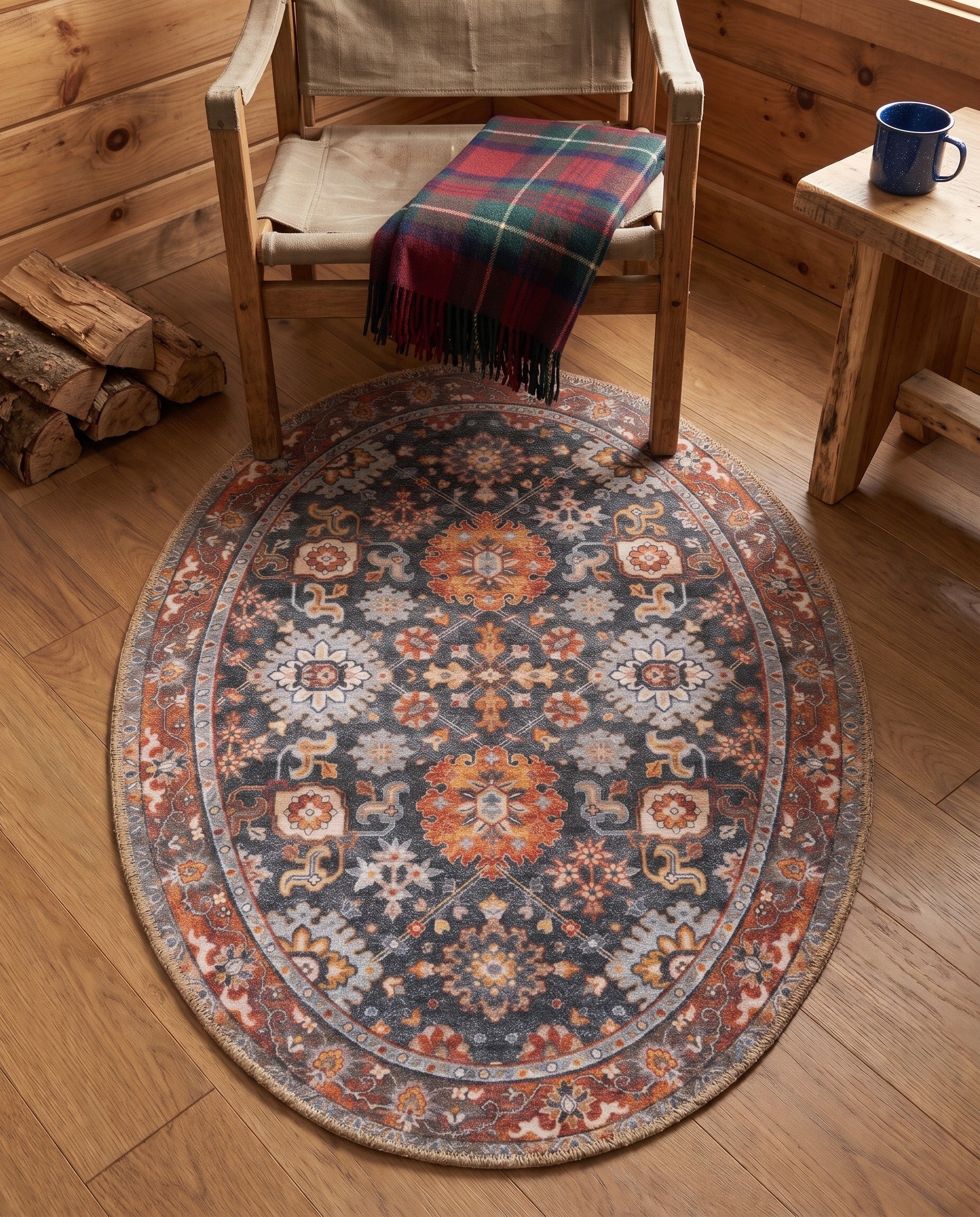 2' x 3' 1 Washable Timeless Oakmoss Oval Rug
