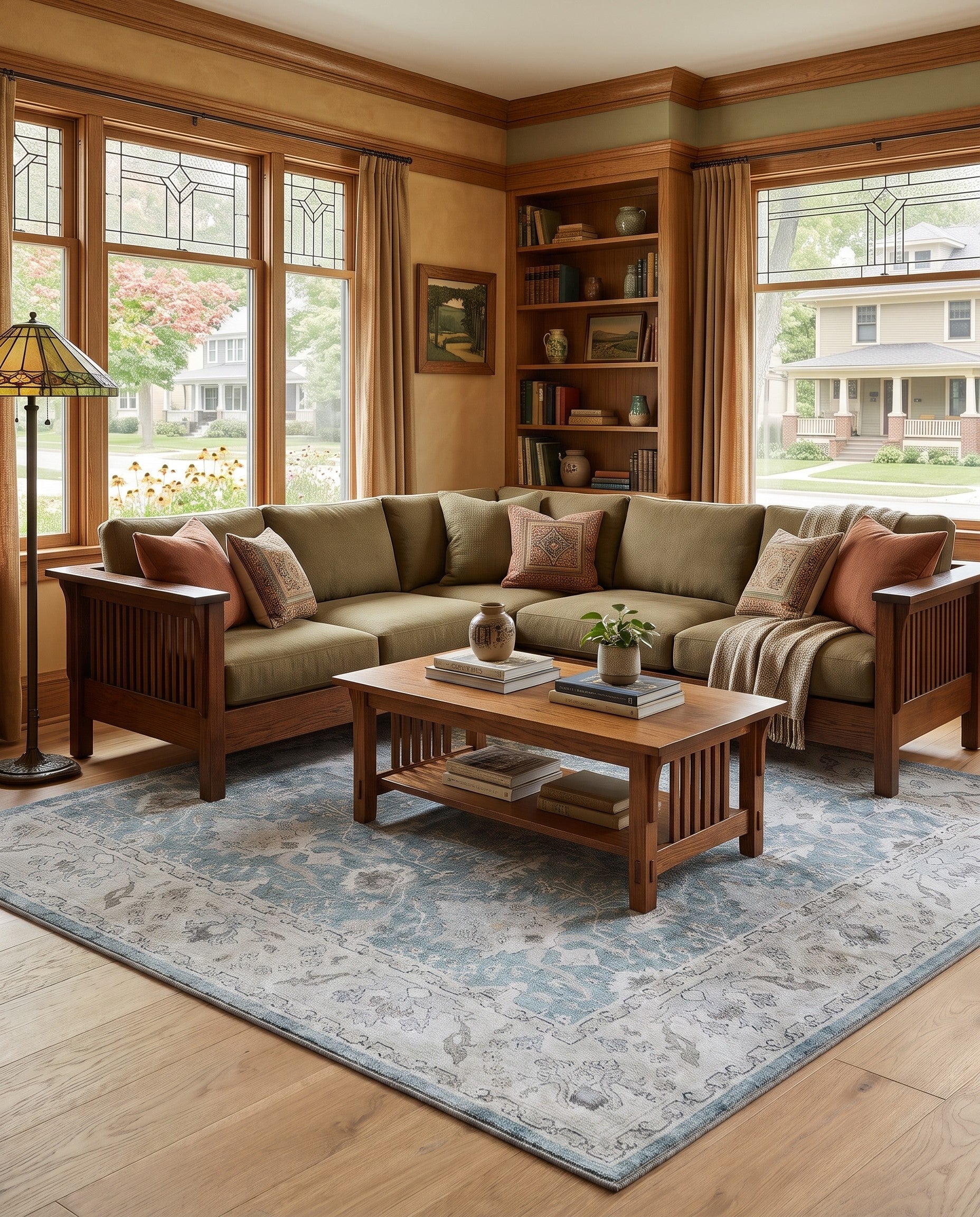 Teal Blue Washable Timeless Rug