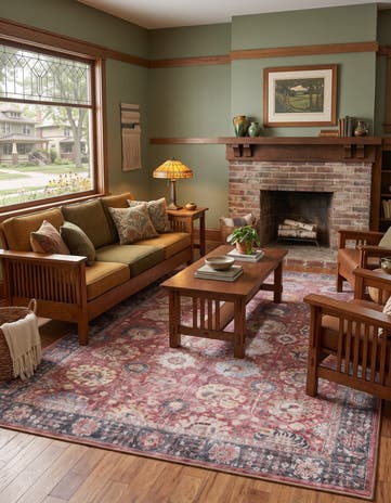 Vintage Red Washable Timeless Rug