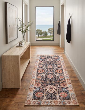 Black Washable Timeless Runner Rug
