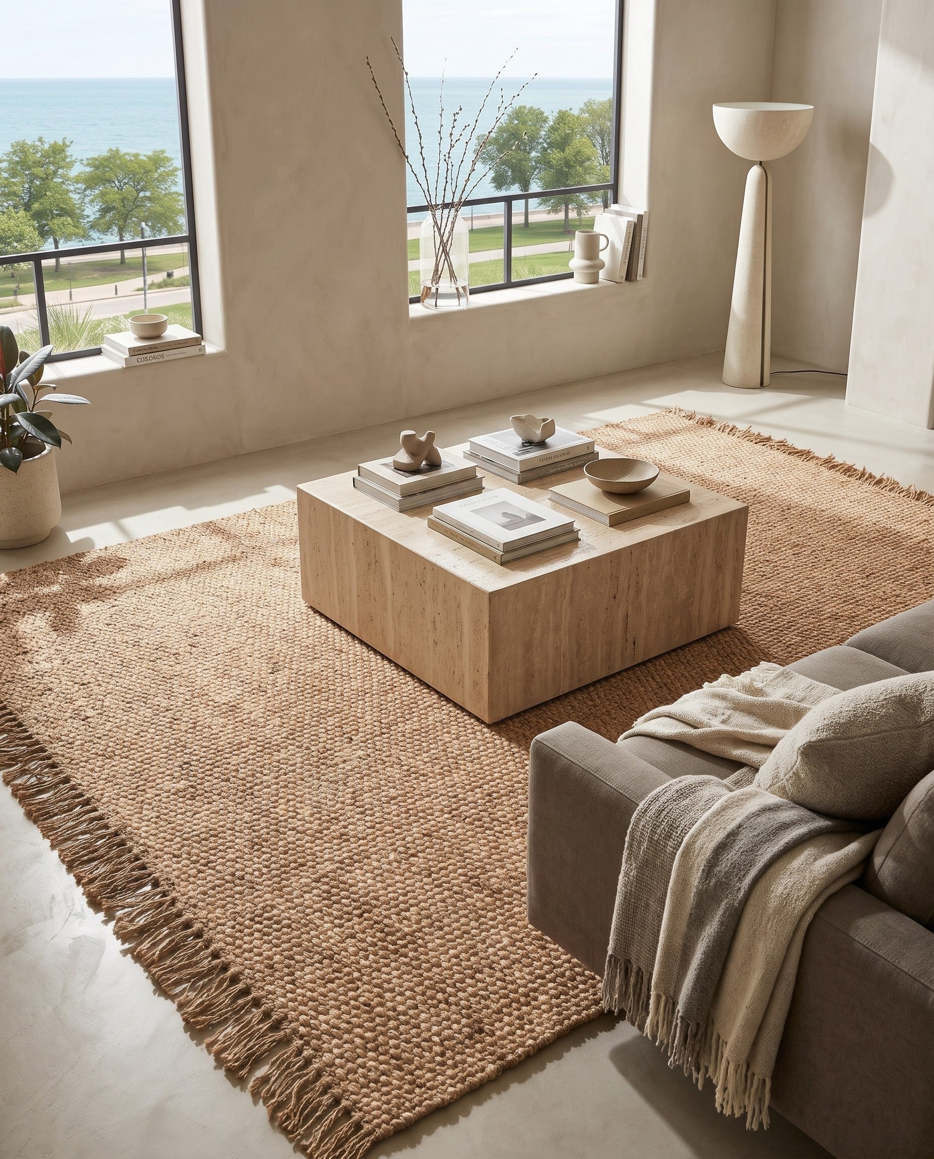 7' 10 x 7' 10 Hand Woven Chunky Jute Square Rug