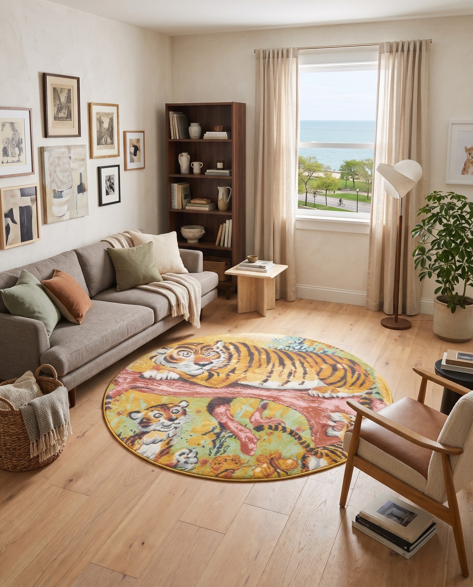 Tiger Whimsy Kids Round Rug