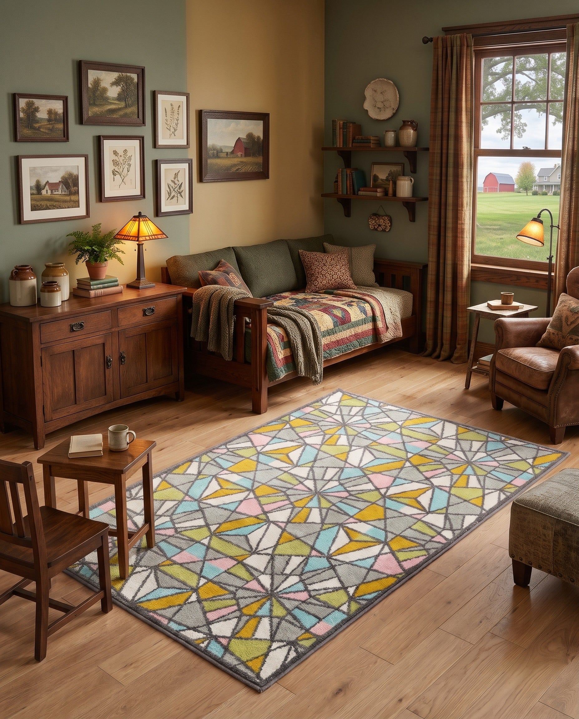 Stained Glass Whimsy Kids Rug