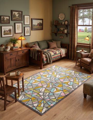 Stained Glass Whimsy Kids Rug